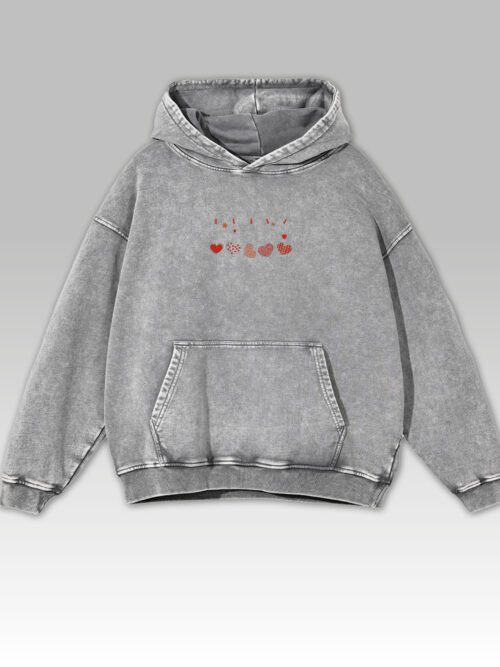 Bluza oversize z kapturem Haftowane Serca
